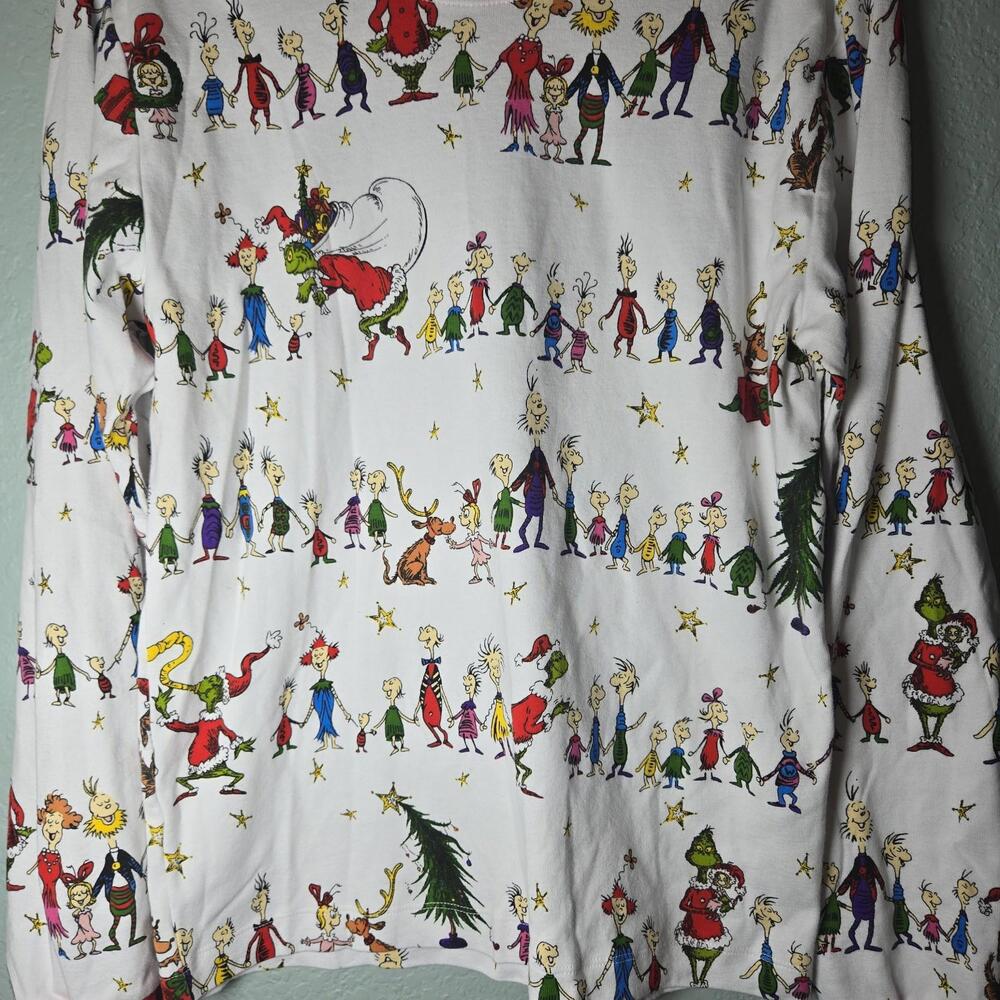 Pottery Barn Kids Adult Dr. Seuss's The Grinch Flannel Pajama Shirt sz S - Picture 4 of 9